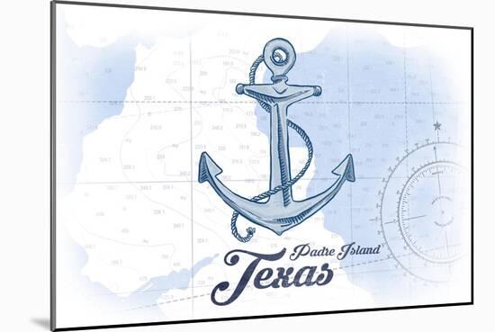 Padre Island, Texas - Anchor - Blue - Coastal Icon-Lantern Press-Mounted Art Print