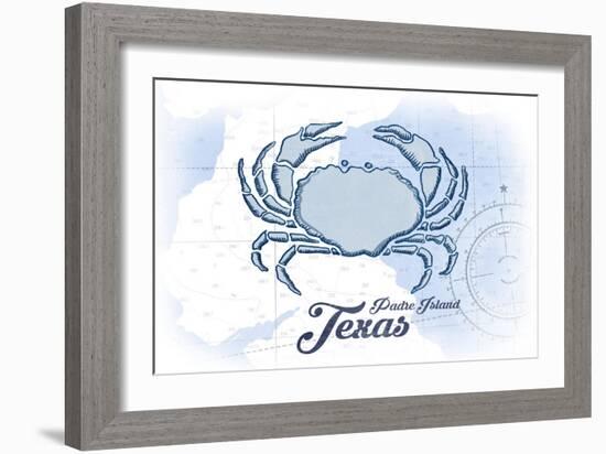 Padre Island, Texas - Crab - Blue - Coastal Icon-Lantern Press-Framed Art Print