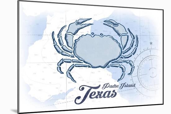 Padre Island, Texas - Crab - Blue - Coastal Icon-Lantern Press-Mounted Art Print