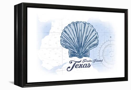 Padre Island, Texas - Scallop Shell - Blue - Coastal Icon-Lantern Press-Framed Stretched Canvas