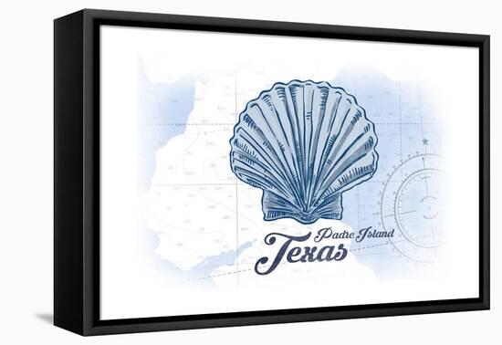 Padre Island, Texas - Scallop Shell - Blue - Coastal Icon-Lantern Press-Framed Stretched Canvas