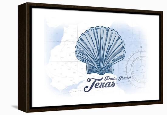 Padre Island, Texas - Scallop Shell - Blue - Coastal Icon-Lantern Press-Framed Stretched Canvas