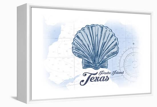 Padre Island, Texas - Scallop Shell - Blue - Coastal Icon-Lantern Press-Framed Stretched Canvas