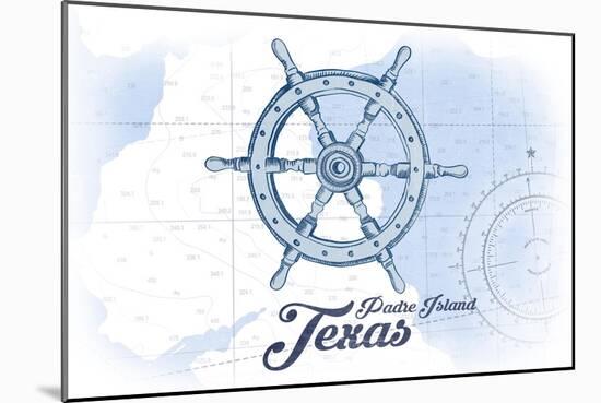 Padre Island, Texas - Ship Wheel - Blue - Coastal Icon-Lantern Press-Mounted Art Print
