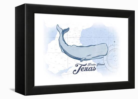 Padre Island, Texas - Whale - Blue - Coastal Icon-Lantern Press-Framed Stretched Canvas