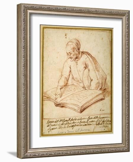 Padre Sebastiano Resta Examining a Folio of Drawings-Carlo Maratti-Framed Giclee Print