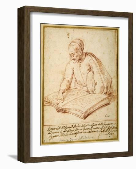 Padre Sebastiano Resta Examining a Folio of Drawings-Carlo Maratti-Framed Giclee Print