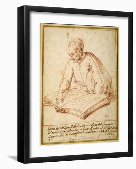 Padre Sebastiano Resta Examining a Folio of Drawings-Carlo Maratti-Framed Giclee Print
