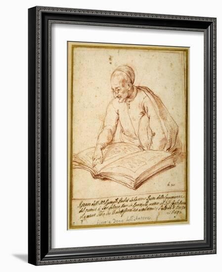 Padre Sebastiano Resta Examining a Folio of Drawings-Carlo Maratti-Framed Giclee Print