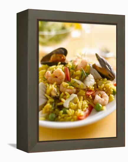Paella with Mussels and Shrimps-Kai Schwabe-Framed Premier Image Canvas