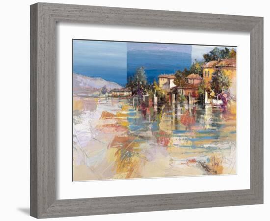 Paese sul lago-Luigi Florio-Framed Art Print