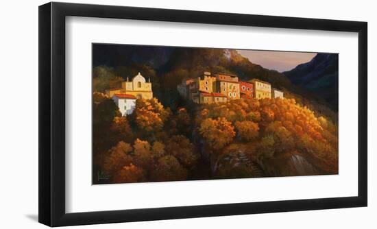 Paese sul monte-Adriano Galasso-Framed Art Print