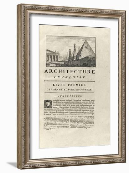 Page 1 : avec vignette représentant des architectures de l’Antiquité-Jacques-François Blondel-Framed Giclee Print
