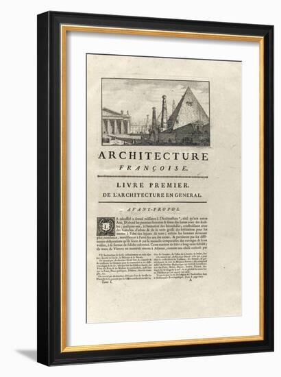 Page 1 : avec vignette représentant des architectures de l’Antiquité-Jacques-François Blondel-Framed Giclee Print