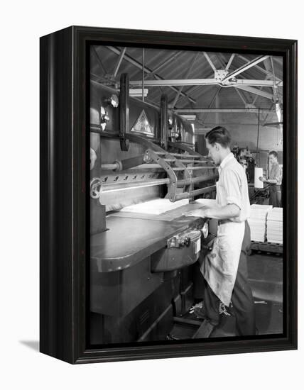 Page Cutting Guillotine in Use at a South Yorkshire Printing Company, 1959-Michael Walters-Framed Premier Image Canvas