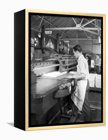 Page Cutting Guillotine in Use at a South Yorkshire Printing Company, 1959-Michael Walters-Framed Premier Image Canvas