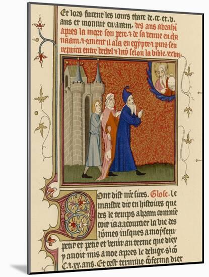 Page from a French Bible History Showing God Telling Abraham What He is to Do-null-Mounted Art Print