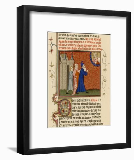 Page from a French Bible History Showing God Telling Abraham What He is to Do-null-Framed Art Print