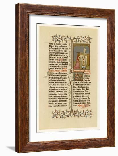 Page from a French Breviary: The Miniature Depicts Hannah Before Eli the High Priest-null-Framed Art Print
