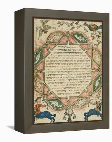 Page from a Hebrew Bible Depicting Domestic Animals and Centaurs, 1299-Joseph Asarfati-Framed Premier Image Canvas