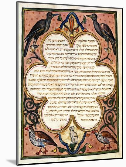Page from a Hebrew Bible with Birds, 1299-Joseph Asarfati-Mounted Giclee Print