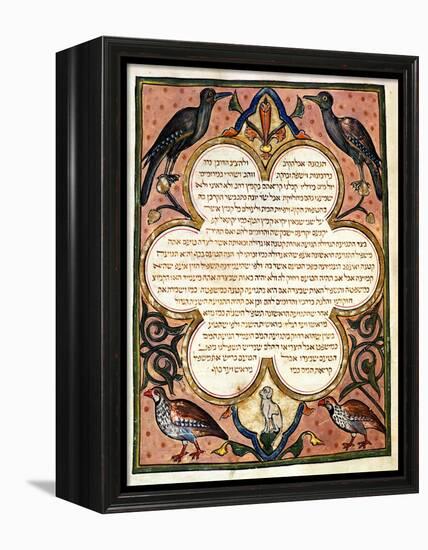 Page from a Hebrew Bible with Birds, 1299-Joseph Asarfati-Framed Premier Image Canvas