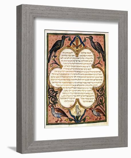 Page from a Hebrew Bible with Birds, 1299-Joseph Asarfati-Framed Giclee Print