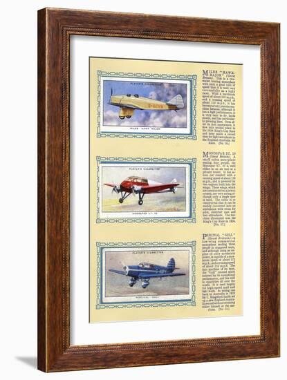 Page from an Album of Aeroplanes (Civil) for Cigarette Cards-null-Framed Art Print