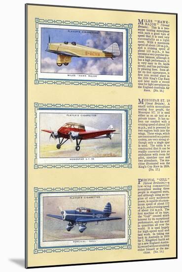 Page from an Album of Aeroplanes (Civil) for Cigarette Cards-null-Mounted Art Print