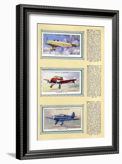 Page from an Album of Aeroplanes (Civil) for Cigarette Cards-null-Framed Art Print