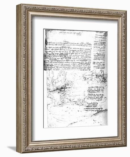 Page from Da Vinci's Notebook-Leonardo da Vinci-Framed Giclee Print