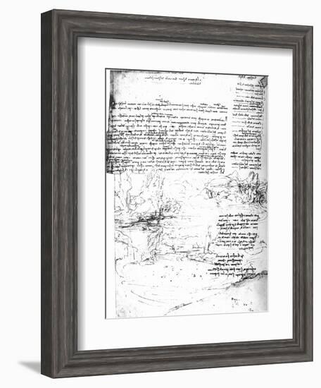 Page from Da Vinci's Notebook-Leonardo da Vinci-Framed Giclee Print