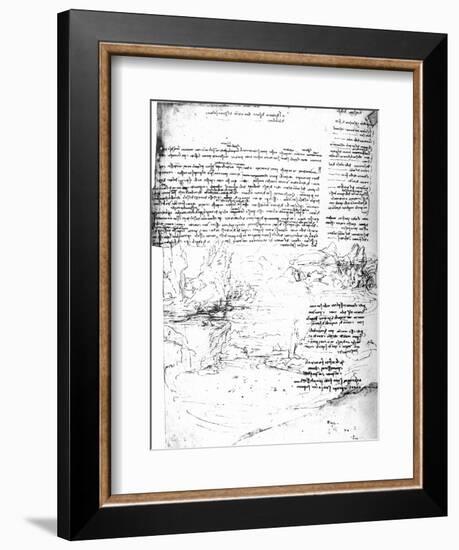 Page from Da Vinci's Notebook-Leonardo da Vinci-Framed Giclee Print