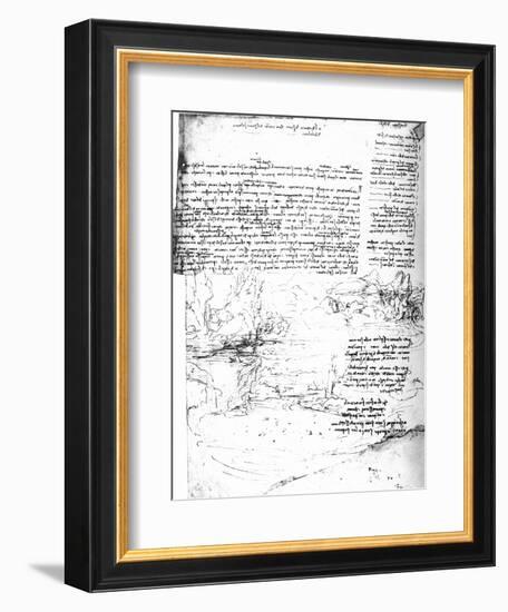 Page from Da Vinci's Notebook-Leonardo da Vinci-Framed Giclee Print