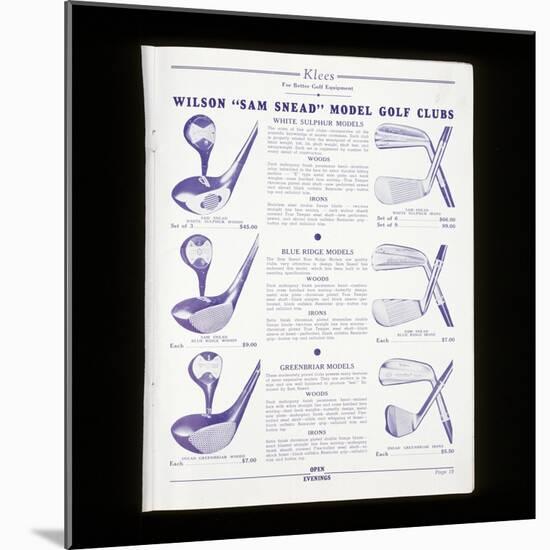 Page from Klees golf catalogue, American, c 1940-c1960-Unknown-Mounted Giclee Print