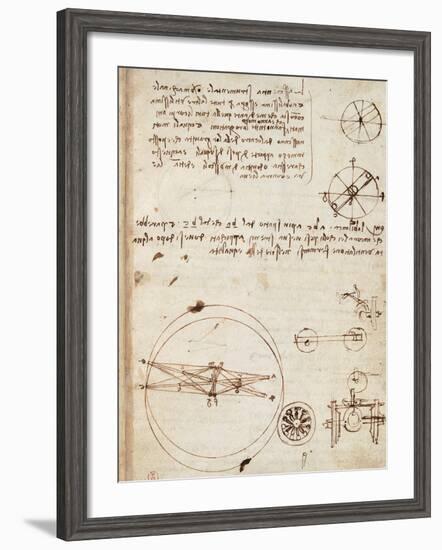 Page from the Codex Regarding the Flight of Birds-Leonardo da Vinci-Framed Giclee Print