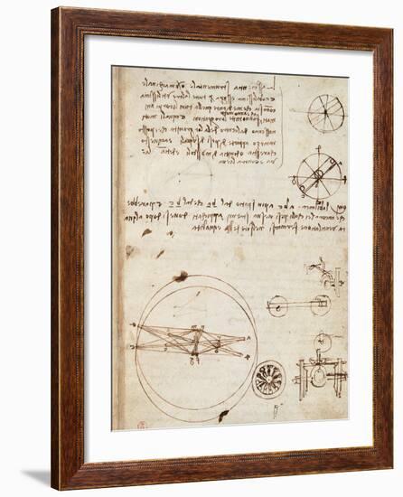 Page from the Codex Regarding the Flight of Birds-Leonardo da Vinci-Framed Giclee Print