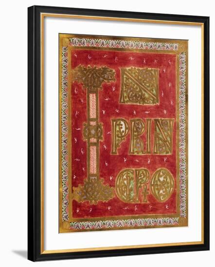 Page from the Gospel of Saint John. Incipit in the Beginning from Caesareus Codex Upsaliensis-null-Framed Giclee Print