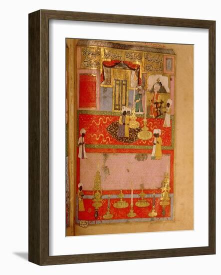 Page from the Sahansahname, a chronicle of Ottoman Sultans, written by Loqman-Werner Forman-Framed Giclee Print