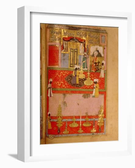 Page from the Sahansahname, a chronicle of Ottoman Sultans, written by Loqman-Werner Forman-Framed Giclee Print