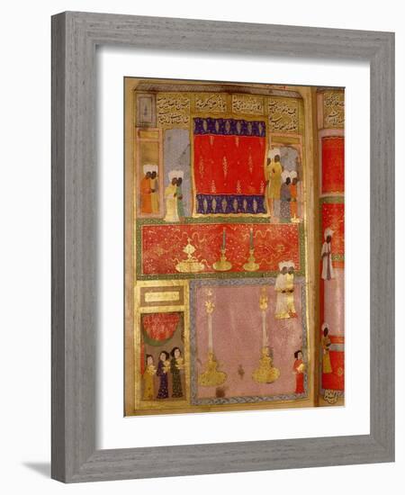 Page from the Sahansahname, a chronicle of Ottoman Sultans, written by Loqman-Werner Forman-Framed Giclee Print