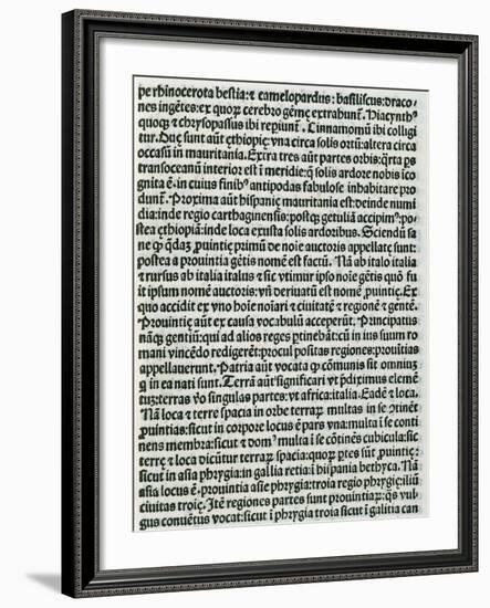 Page of Chapter V of Etymologiae, De Terra Et Partibus, Geography, Book 14th, Isidore of Seville-null-Framed Giclee Print