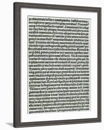 Page of Chapter V of Etymologiae, De Terra Et Partibus, Geography, Book 14th, Isidore of Seville-null-Framed Giclee Print