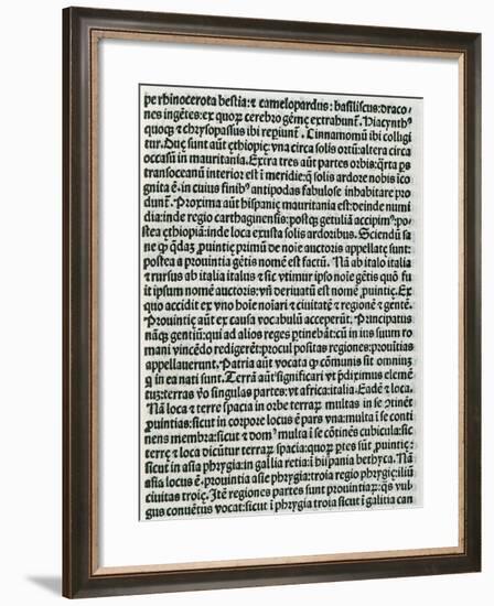 Page of Chapter V of Etymologiae, De Terra Et Partibus, Geography, Book 14th, Isidore of Seville-null-Framed Giclee Print