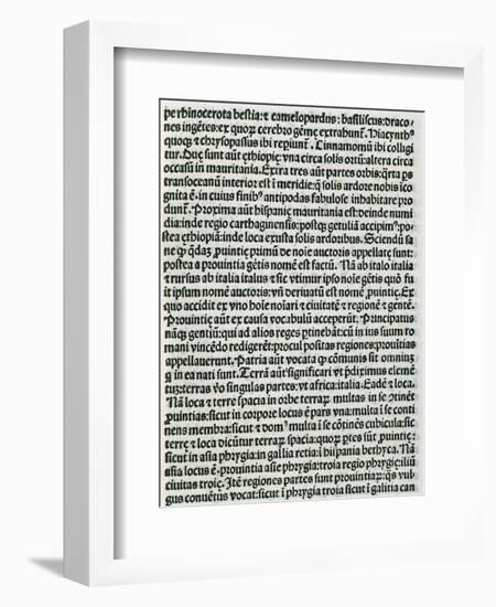 Page of Chapter V of Etymologiae, De Terra Et Partibus, Geography, Book 14th, Isidore of Seville-null-Framed Giclee Print