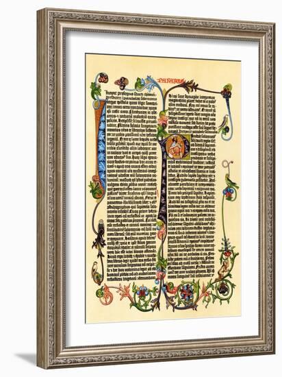 Page of Gutenberg's 42-Line Bible, Printed in the 1450s, Probably the First Use of Movable Type-null-Framed Giclee Print
