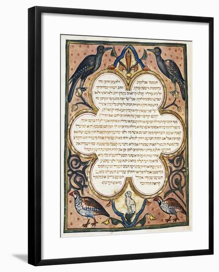 Page of Hebrew Bible Illuminated by Joseph Assarfati, Cervera Bible Manuscript, 1299-null-Framed Giclee Print