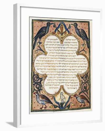 Page of Hebrew Bible Illuminated by Joseph Assarfati, Cervera Bible Manuscript, 1299-null-Framed Giclee Print