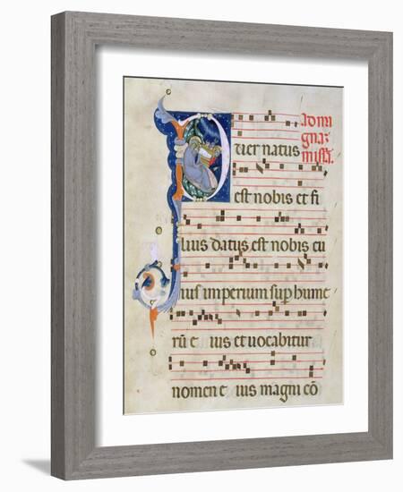 Page with Historiated Initial 'P' Depicting the Nativity, from a Gradual from the Monastery of San-Cimabue-Framed Giclee Print