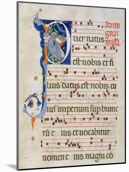 Page with Historiated Initial 'P' Depicting the Nativity, from a Gradual from the Monastery of San-Cimabue-Mounted Giclee Print